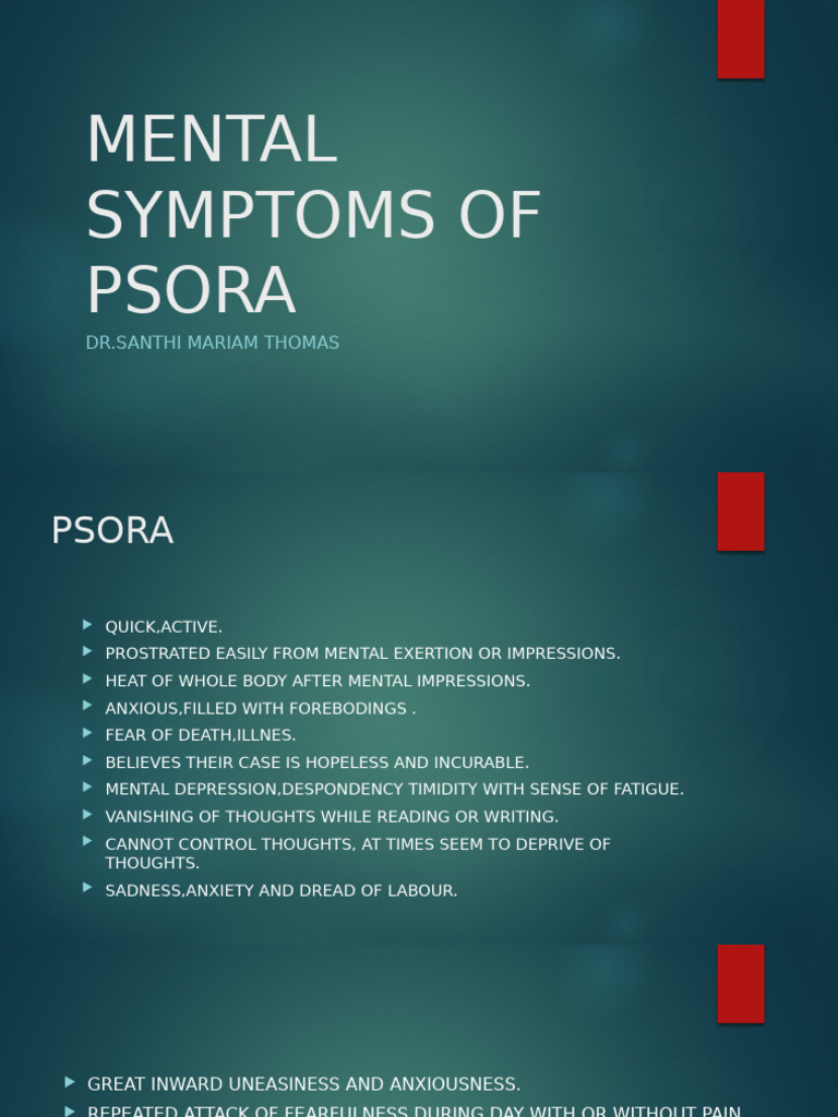 Mental Symptoms of Psora | PDF | Anxiety | Depression (Mood)