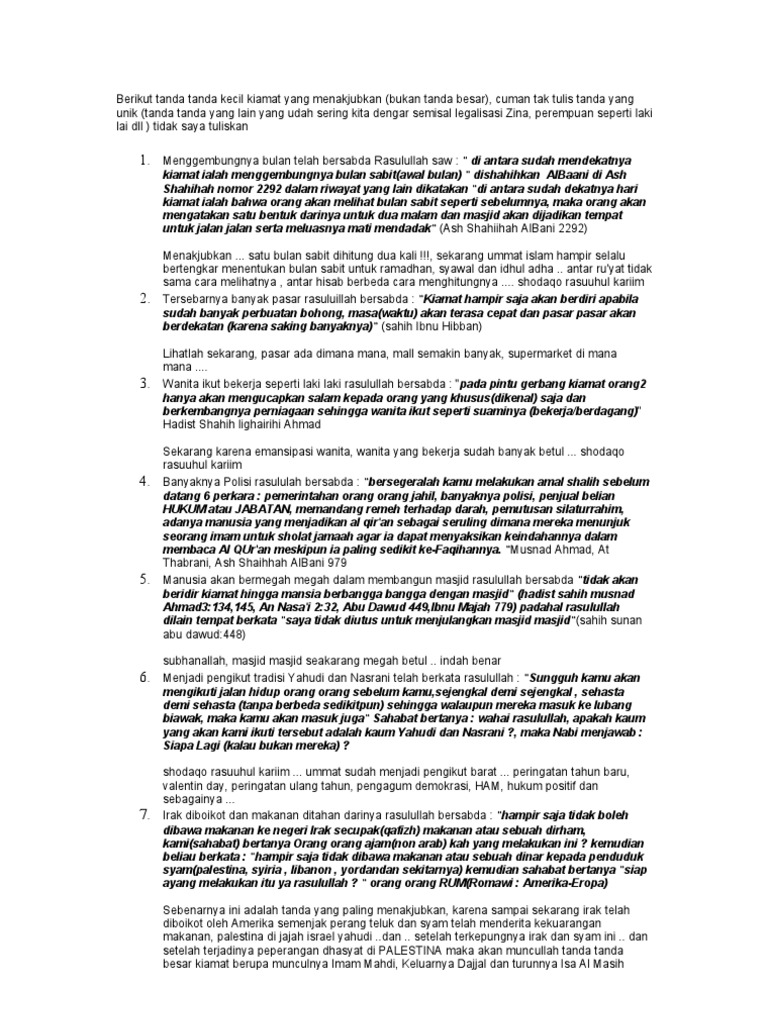 Berikut Tanda Tanda Kecil Kiamat Yang Menakjubkan Pdf