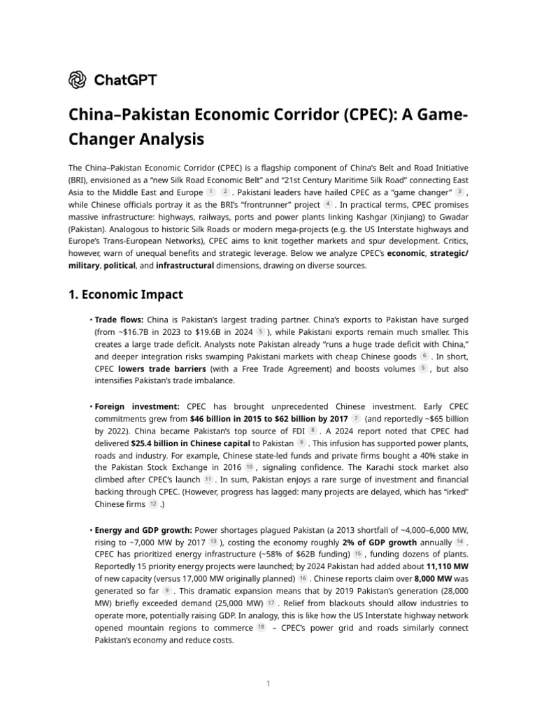 CPEC: Economic Impact and Strategic Analysis | PDF | Pakistan | Economies