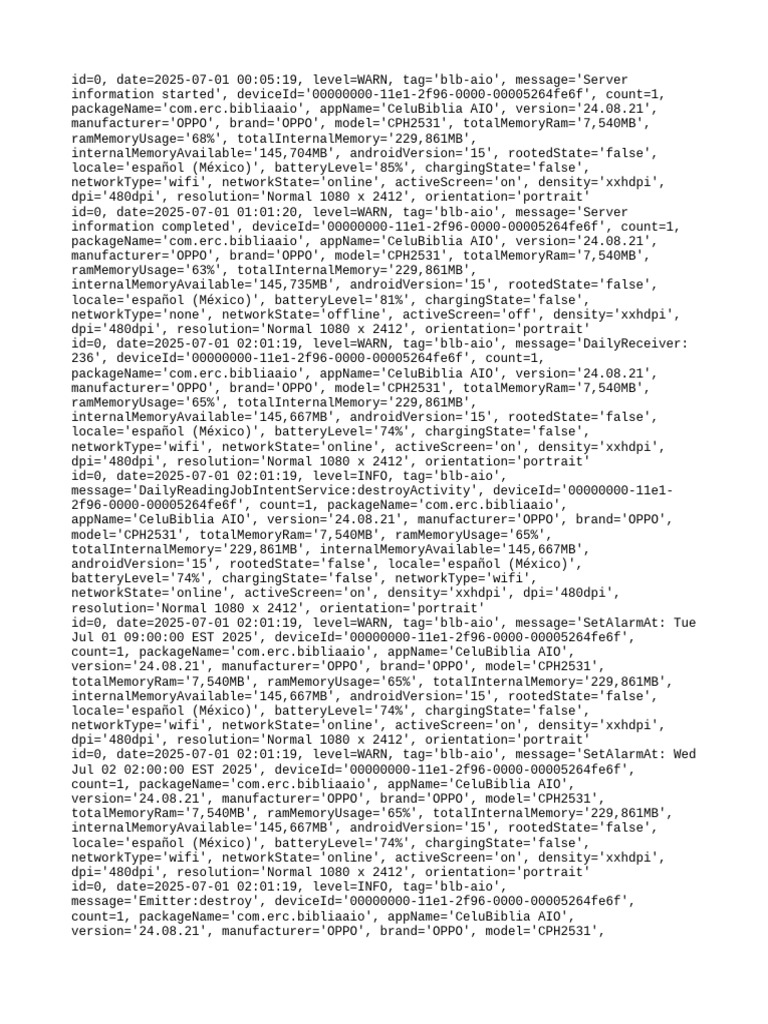 CeluBiblia AIO Server Log Summary | PDF