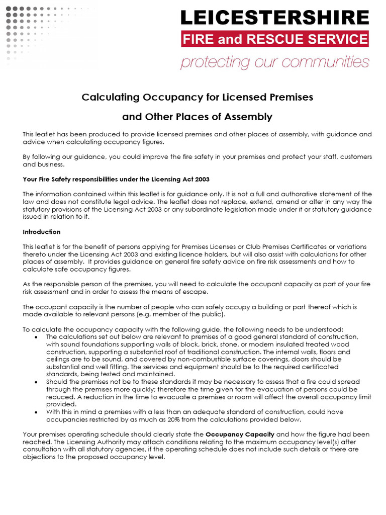 Fire Safety: Occupancy Calculation Guide | PDF | Fire Safety | Door