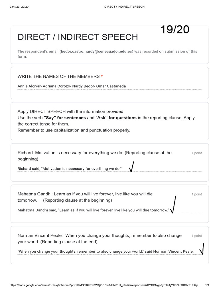 Direct and Indirect Speech Exercises | PDF | Semantic Units | Syntax