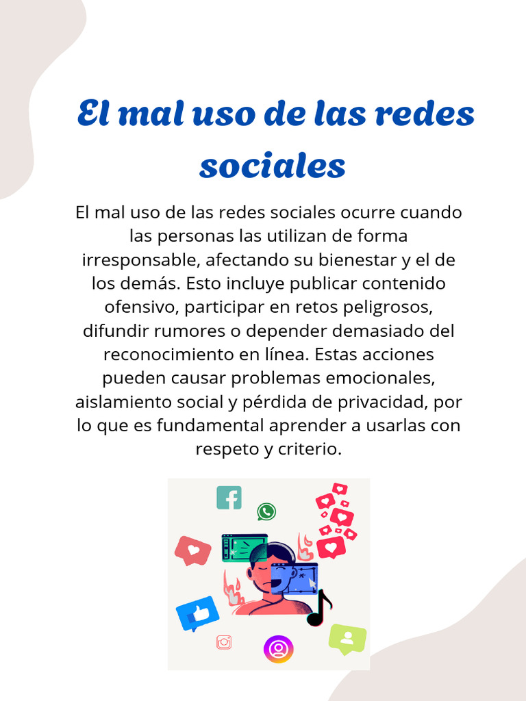 Consecuencias del mal uso de redes sociales | PDF