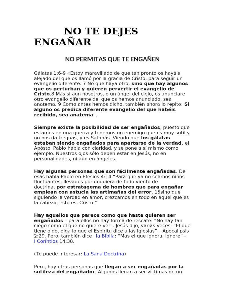 No te dejes engañar: advertencias bíblicas | PDF | Cristo (título ...