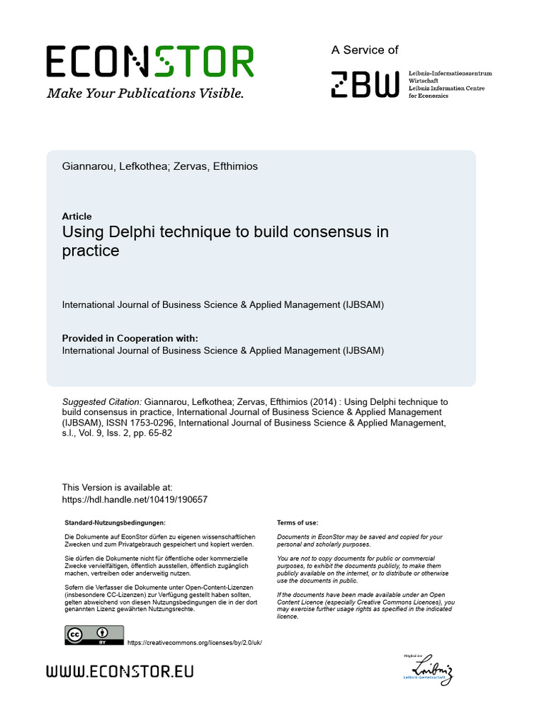 Using Delphi Technique To Build Consensus in Practice | PDF | Mean ...