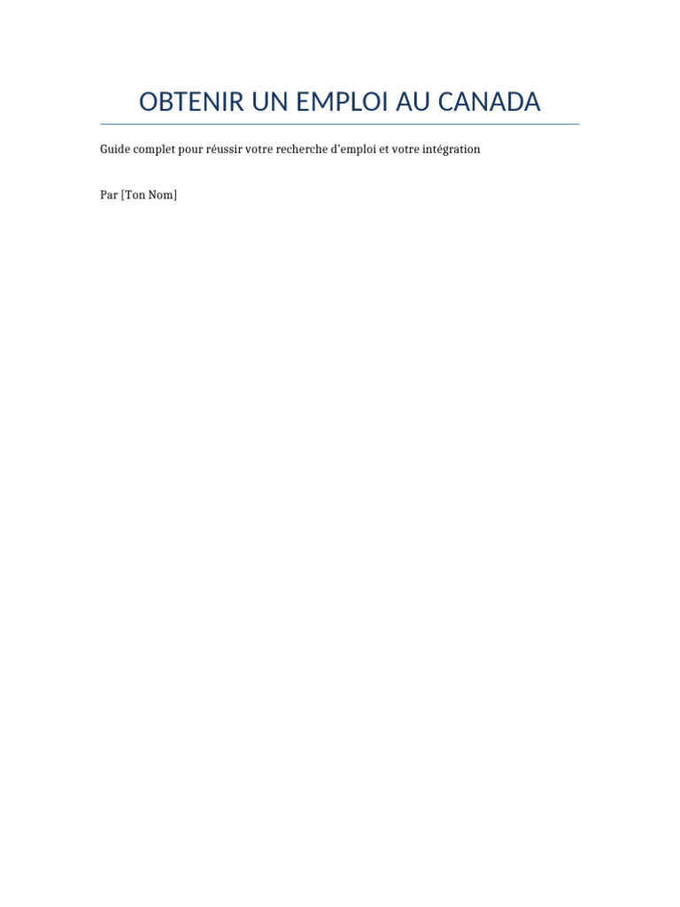Guide pour trouver un emploi au Canada | PDF | Canada | Entretien d ...
