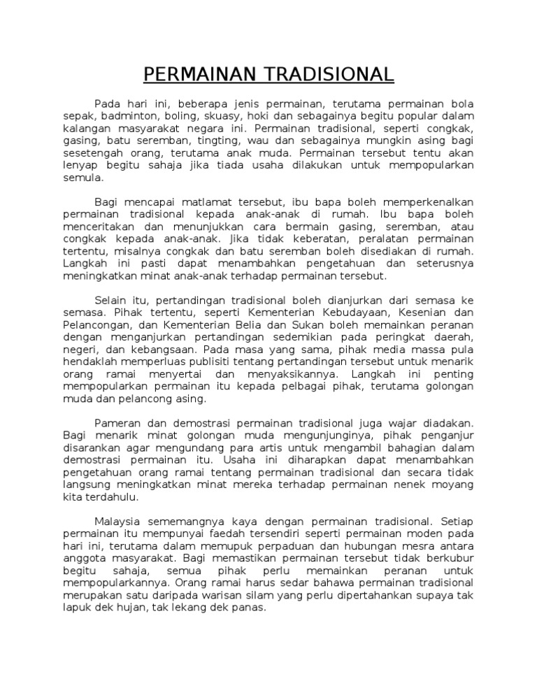 Peranan Ibu Bapa Memupuk Anak Anak Bermain Permainan Tradisional