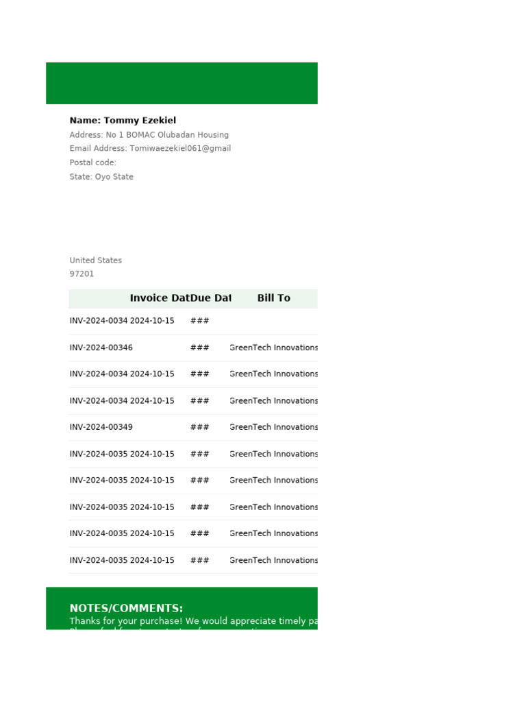 QuickBooks Invoice Template Example | PDF | Invoice