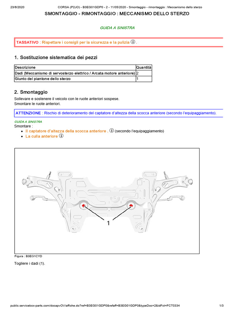CORSA (P2JO) - B3EG01GDP0 - 2 - 11 - 05 - 2020 - Smontaggio ...