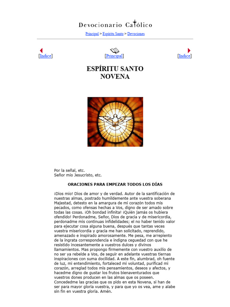 Novena al Espíritu Santo PDF | PDF | Oración | orador del Señor