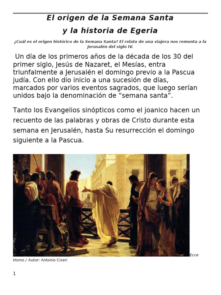 Origen histórico de la Semana Santa | PDF | Pascua de Resurrección | Jesús
