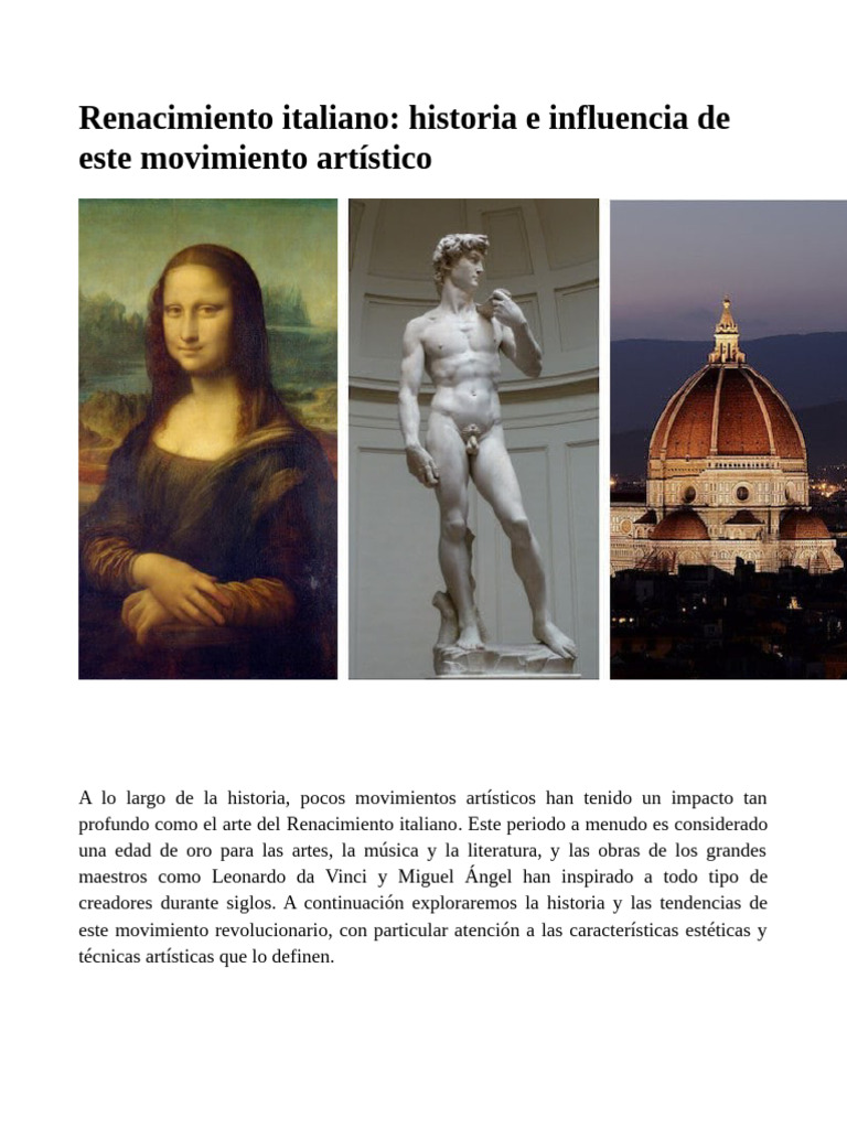 Historia del Renacimiento Italiano | PDF | Renacimiento | Miguel Ángel