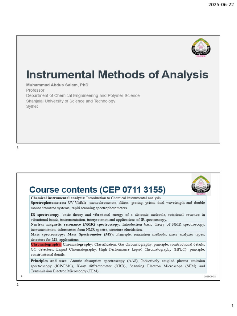 Instrumental Methods in Chemical Analysis | PDF | Chromatography | Gas ...