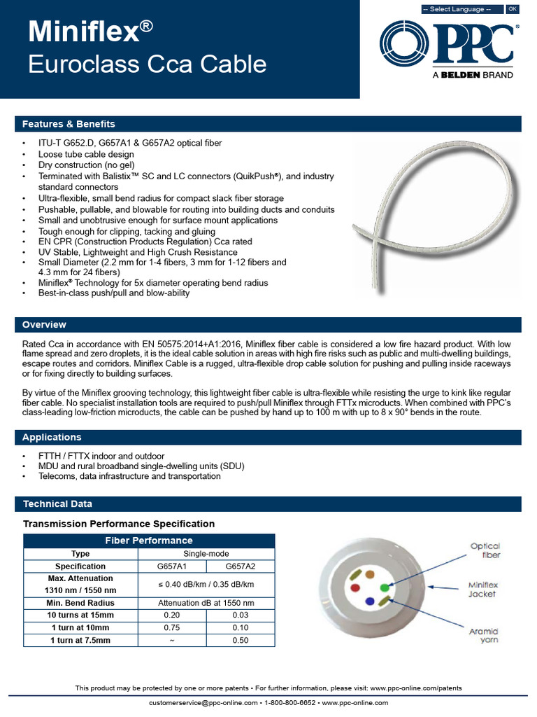 Euroclass Cca Cable Spec Sheet | PDF