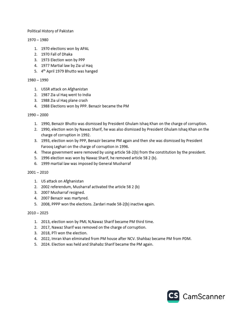 Political History of Pakistan Summary | PDF