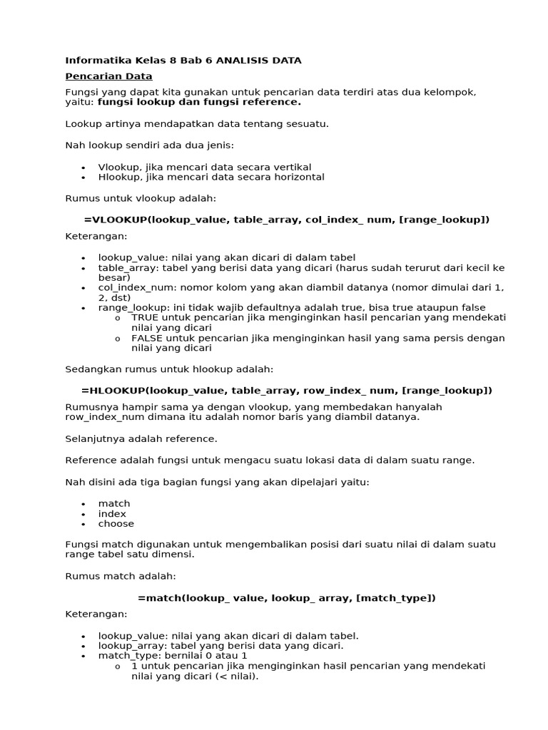 Informatika Kelas 8 Bab 6 Analisis Data Pdf
