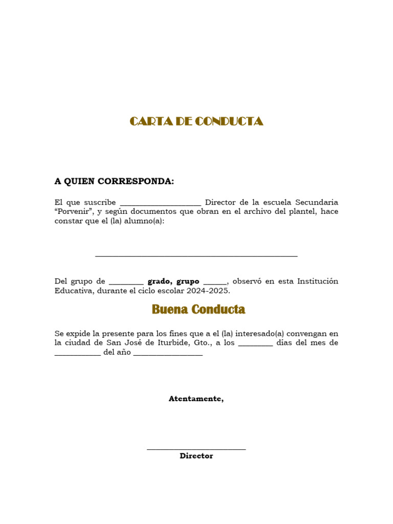 Carta de Conducta | PDF