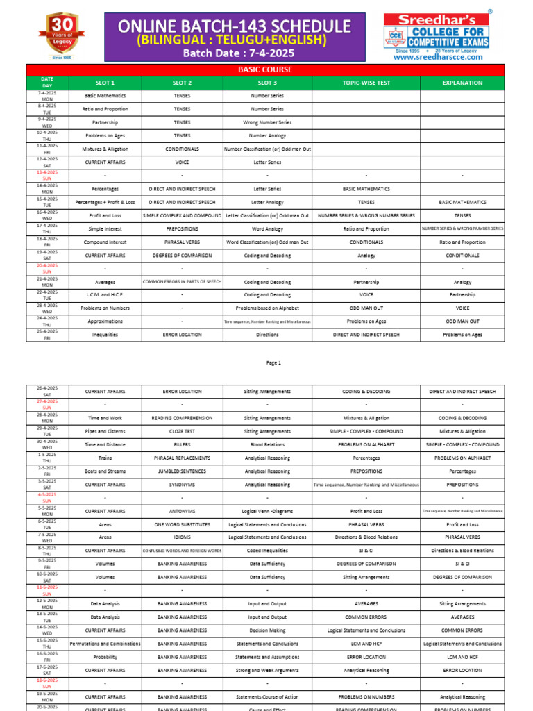 Daily Prelims Exam Schedule 2025 | PDF | Linguistics