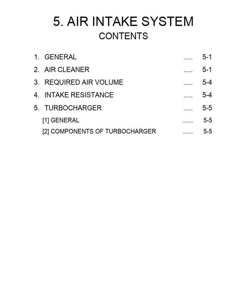 5 - Air Intake System | PDF | Turbocharger | Internal Combustion Engine
