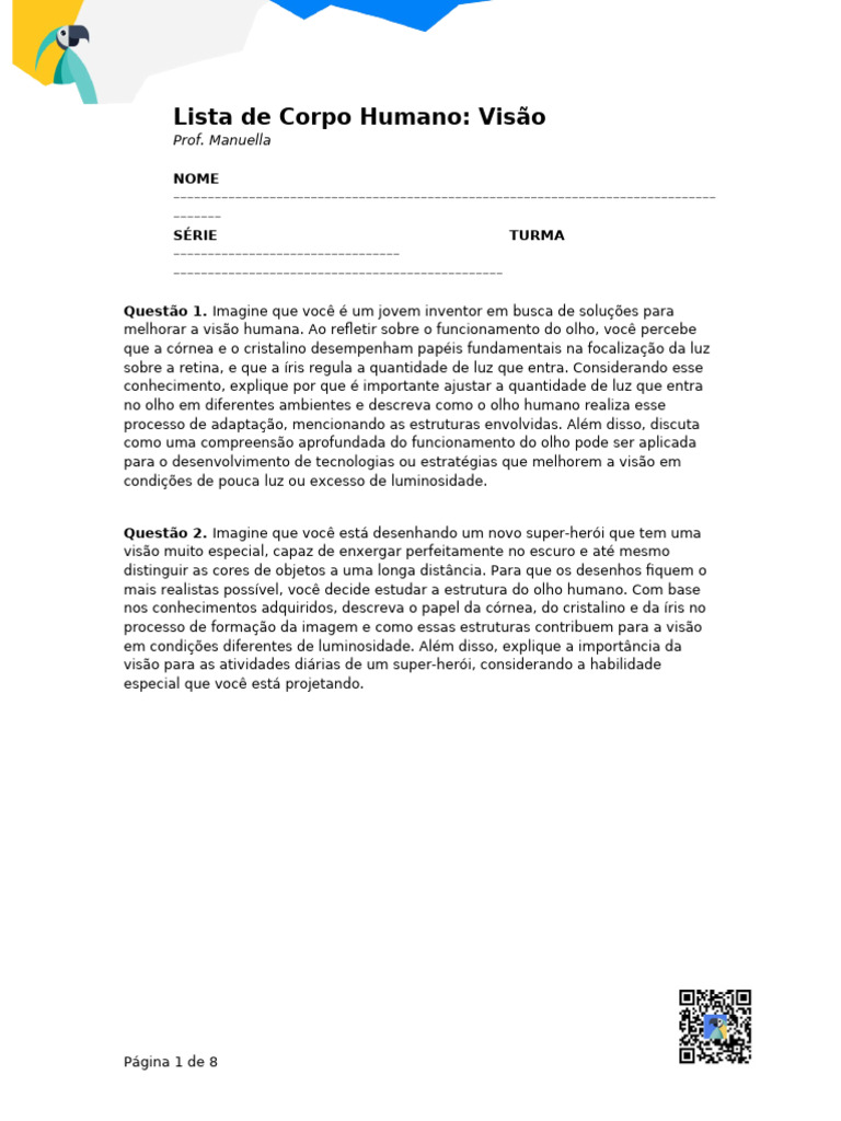 Estruturas Oculares e Visão Humana | PDF | Olho | Sistema visual