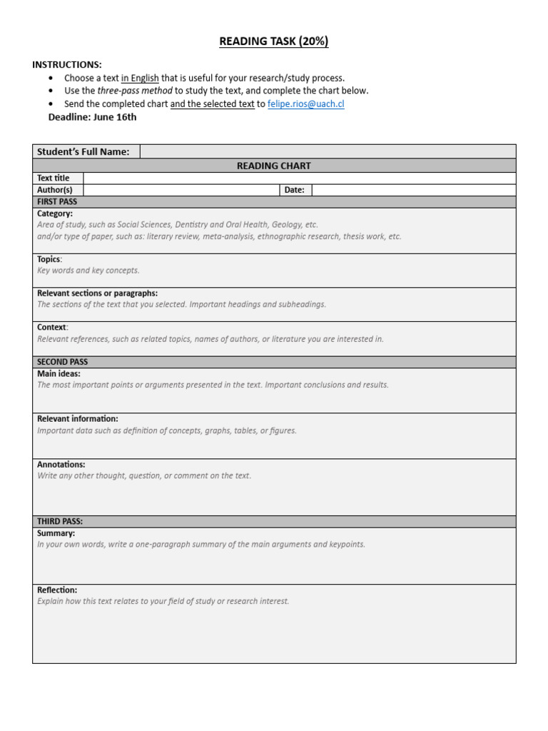 Reading Task Instructions for Research | PDF