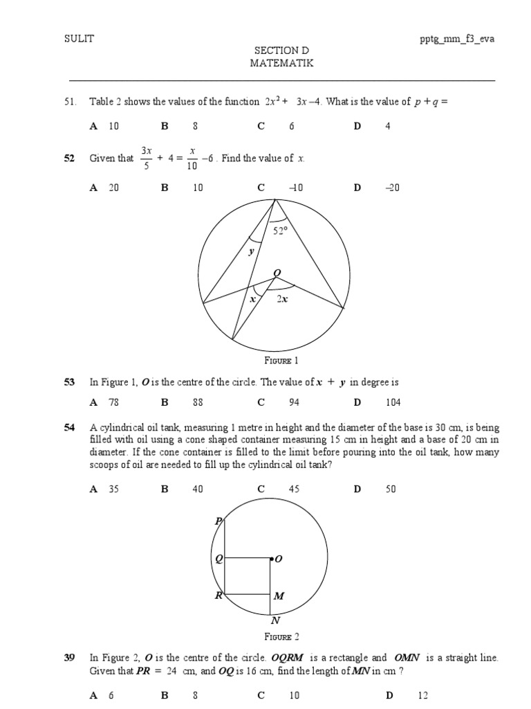 Mathematics Exam Questions and Solutions | PDF