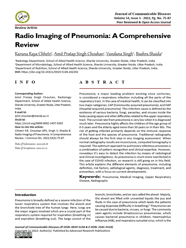 Comprehensive Review of Pneumonia Imaging | PDF | Pneumonia | Immune System