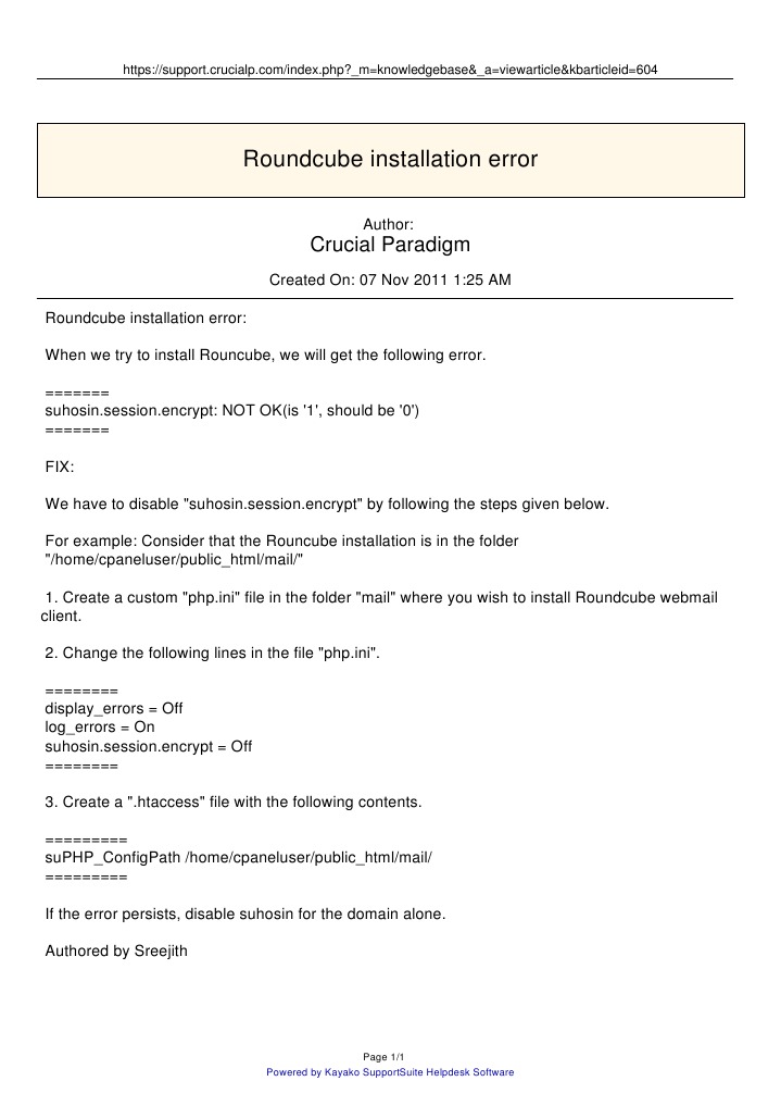 Fix Roundcube Installation Error | PDF