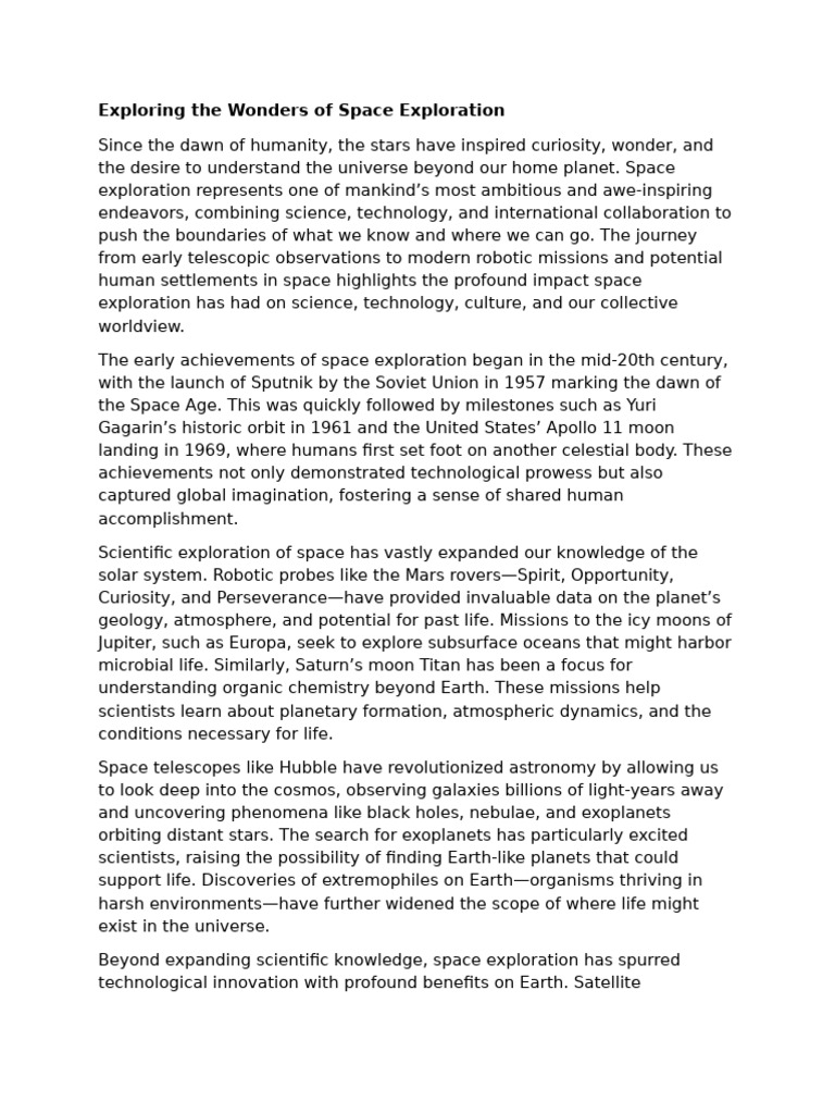 Exploring The Wonders Of Space Exploration Pdf Space Exploration