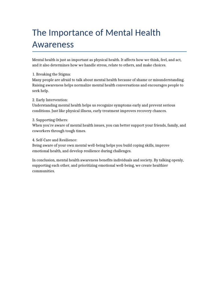 Mental Health Awareness | PDF