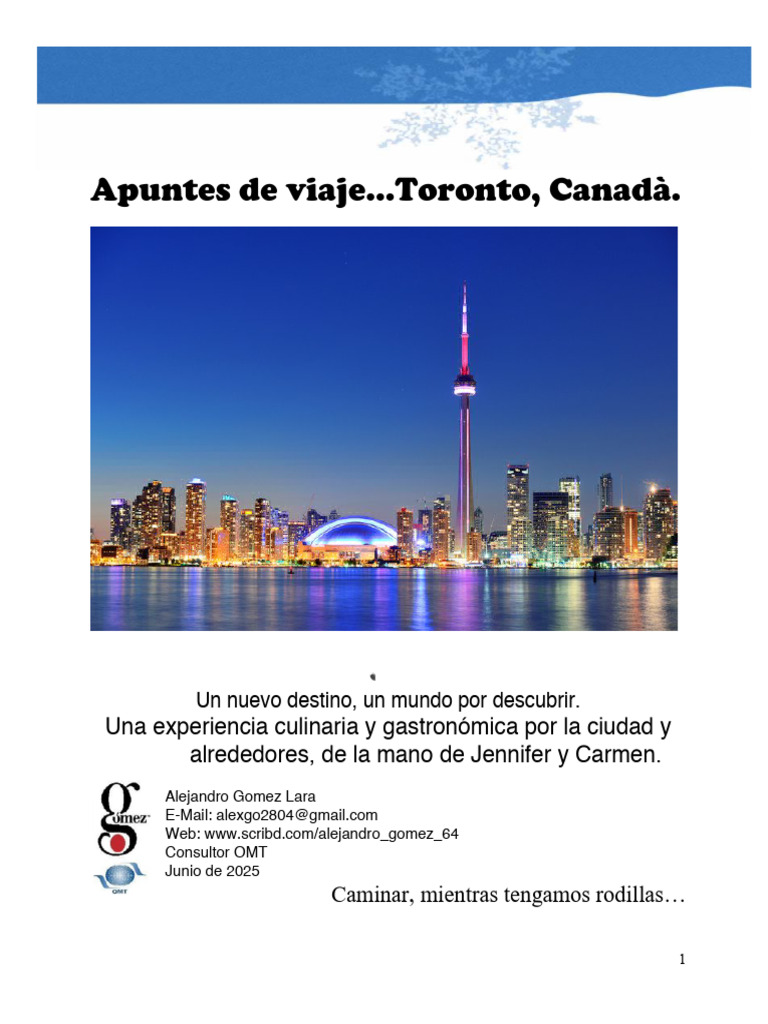 Experiencia Gastronómica en Toronto | PDF | Canadá | Inmigración