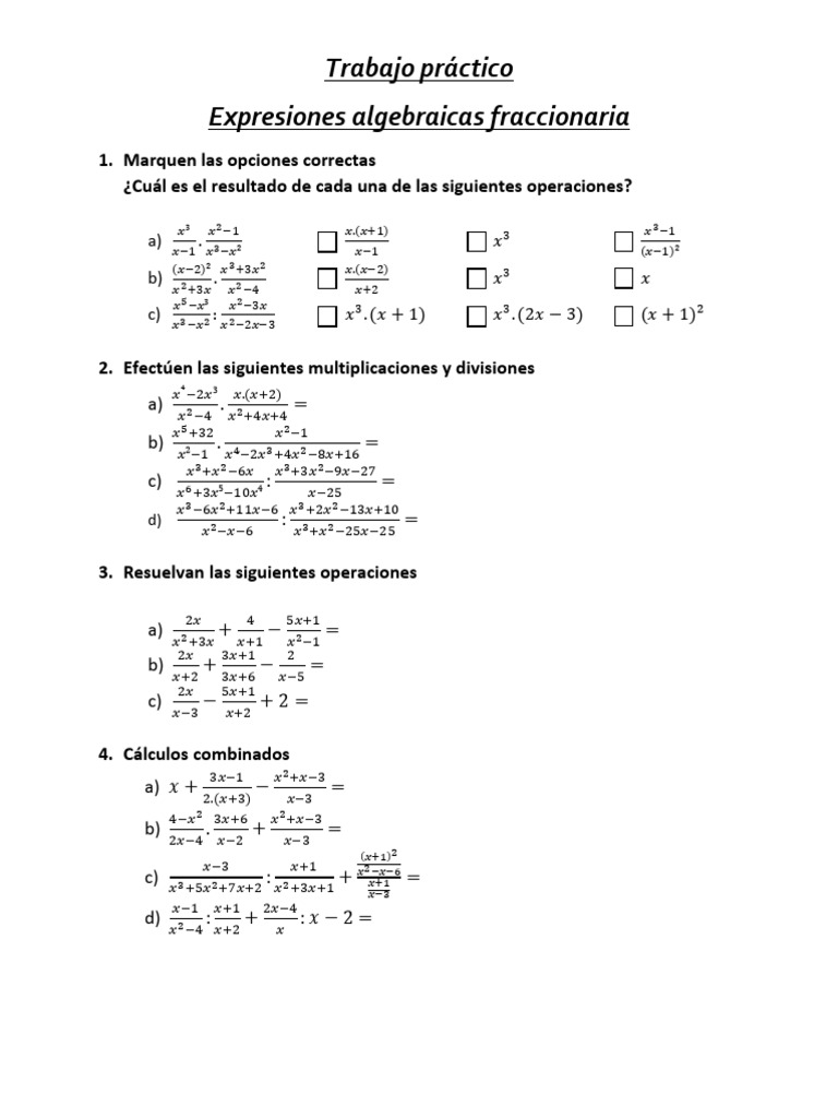 Operaciones con Expresiones Algebraicas | PDF | Matemáticas | Análisis ...