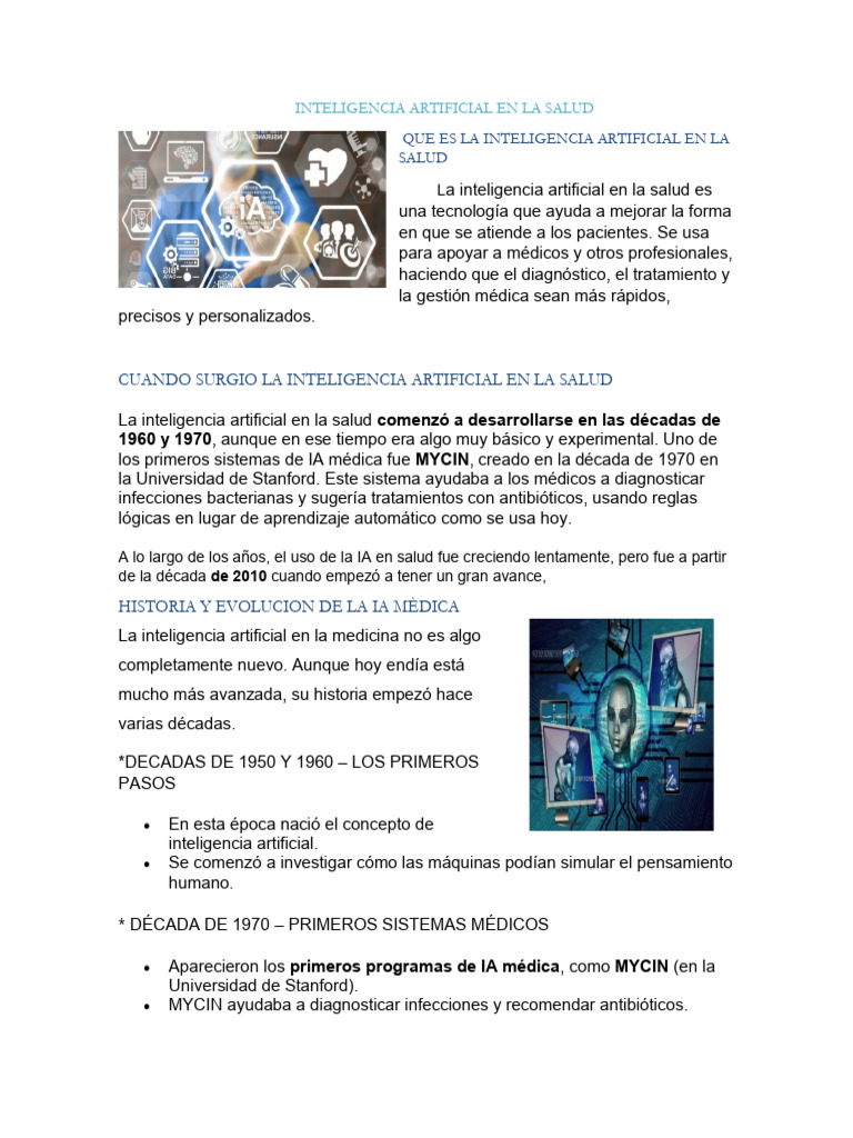 IA en Salud: Historia y Aplicaciones | PDF | Inteligencia artificial ...
