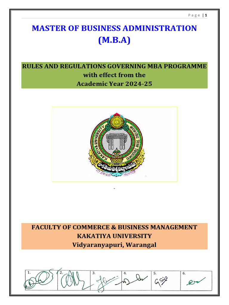 MBA Program Rules and Regulations 2024 | PDF | Master Of Business ...