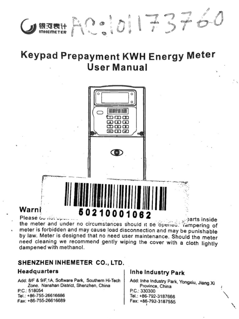 Inhemeter DDZ1513 User Manual | PDF | Electrical Engineering | Electricity