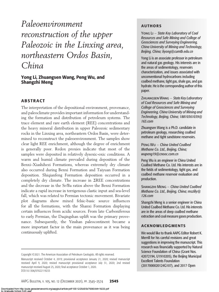 04-Paleoenvironment Reconstruction of The Upper Paleozoic | PDF ...
