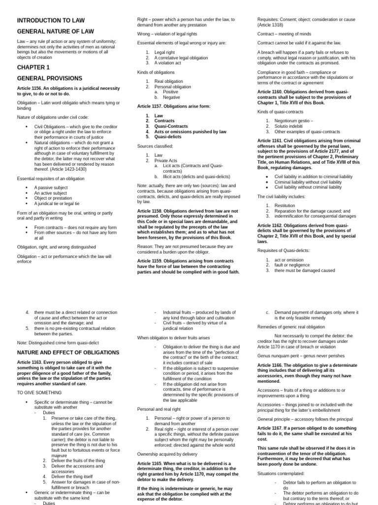 Overview of Legal Obligations and Rights | PDF | Law Of Obligations ...