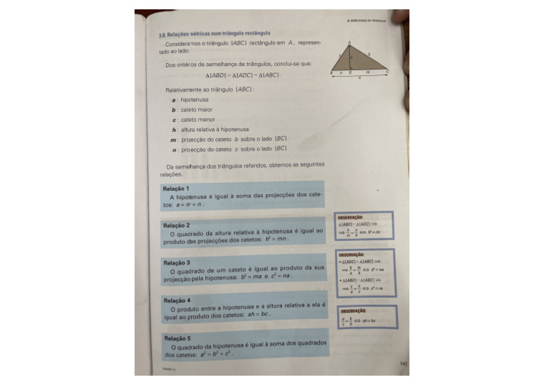 Relacoes Metricas Num Triângulo Rectangulo | PDF