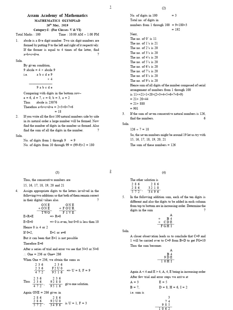 02019MathematicsOlympiad Category I PDF | PDF | Litre | Arithmetic