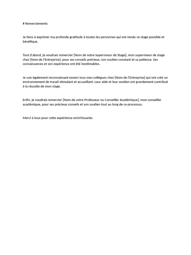 Remerciements pour une formation enrichissante | PDF