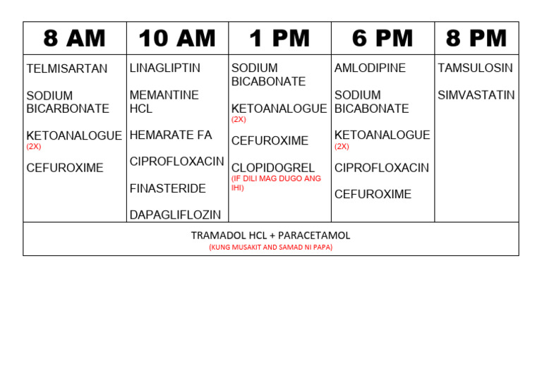 Medication Schedule Overview | PDF