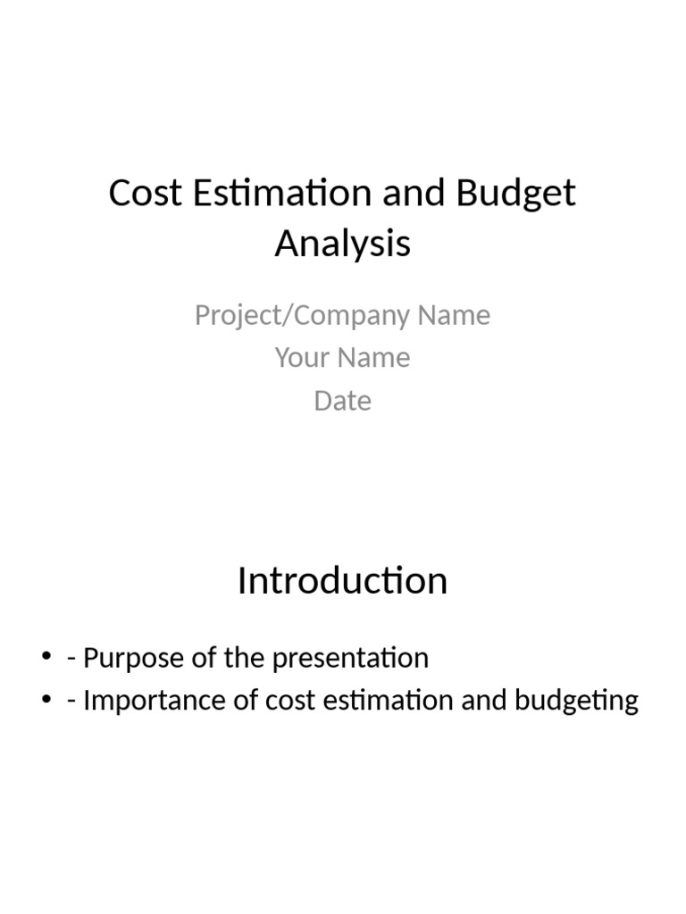 Cost Estimation and Budget Analysis | PDF