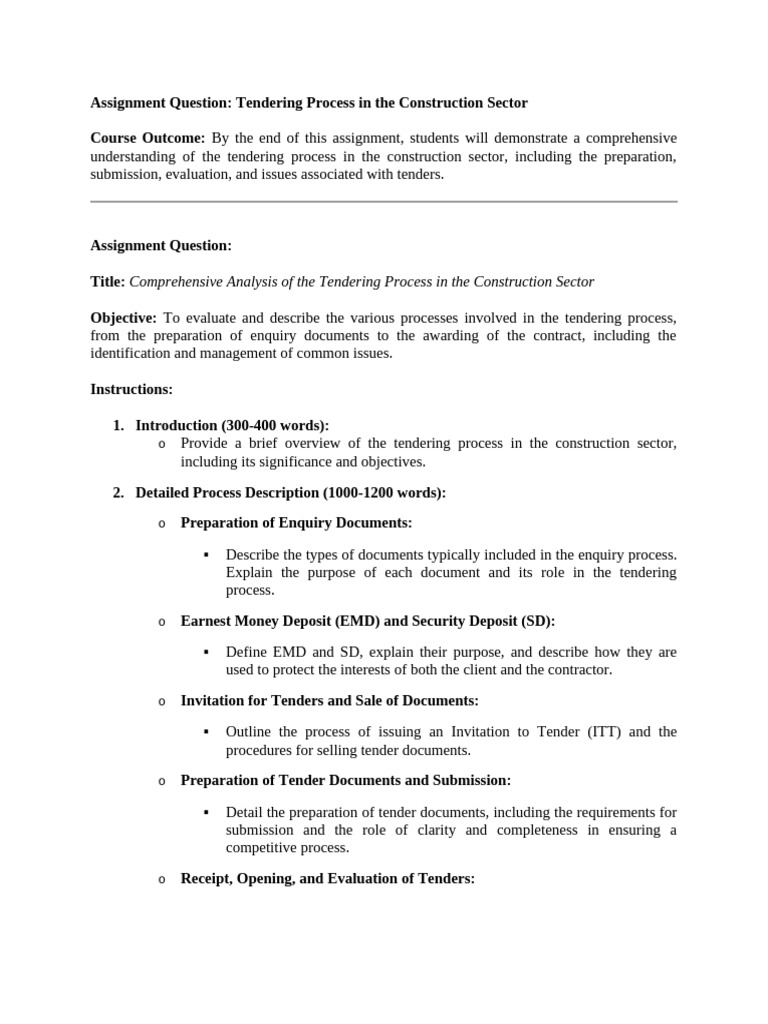 Tendering Process in Construction Explained | PDF | Specification ...