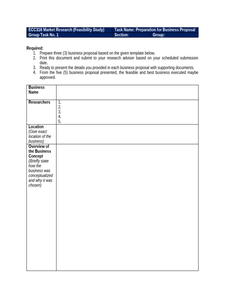 ECC316 Business Proposal Preparation Guide | PDF