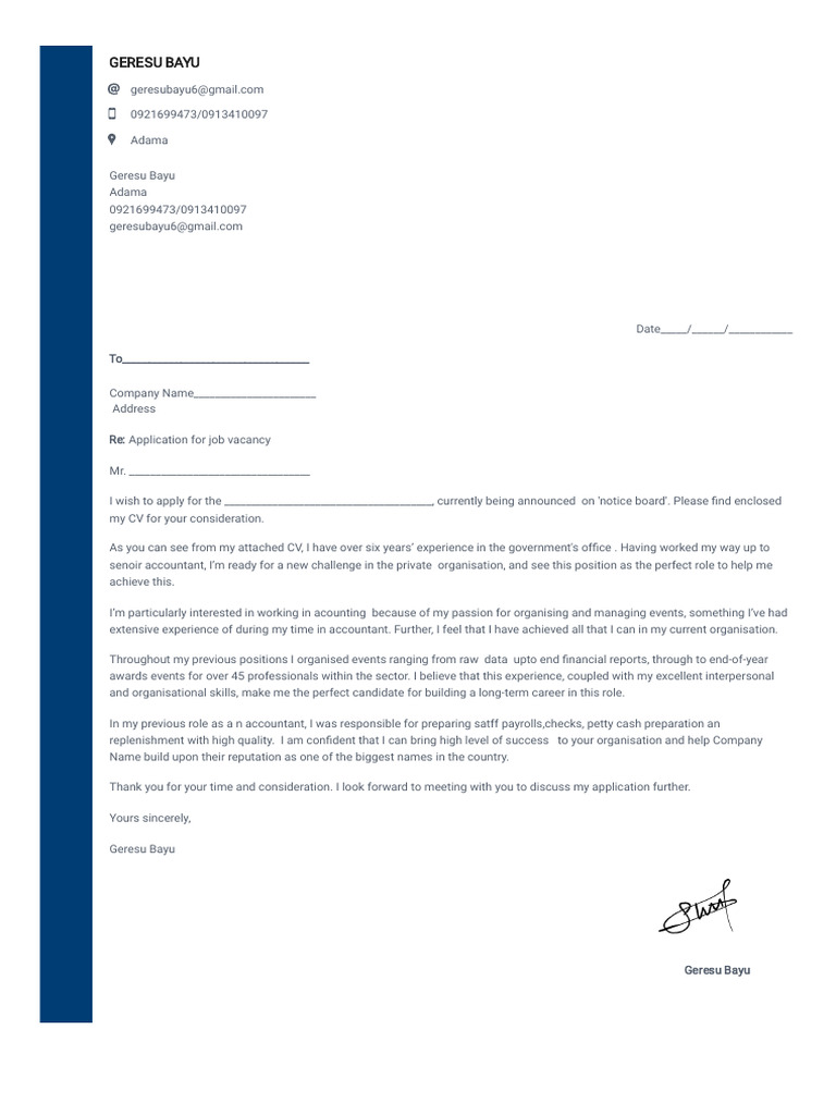 Application for Accountant Position | PDF | Business