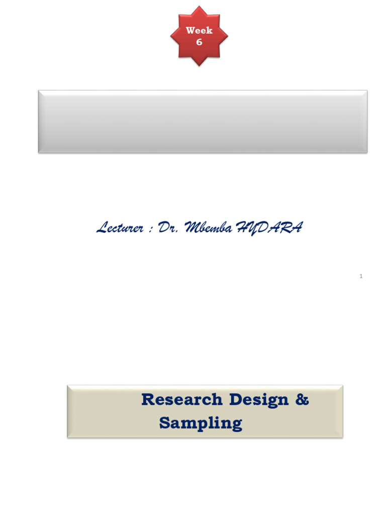 Week 6 Research Design and Sampling | PDF | Sampling (Statistics ...