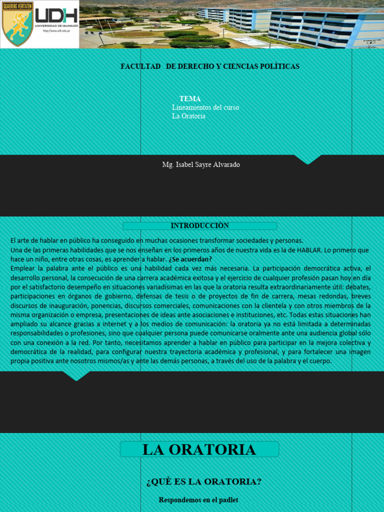 Importancia de la Oratoria en el Derecho | PDF | Hablar en público ...