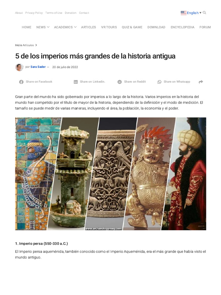 5 de Los Imperios Más Grandes de La Historia Antigua - Revista Online ...