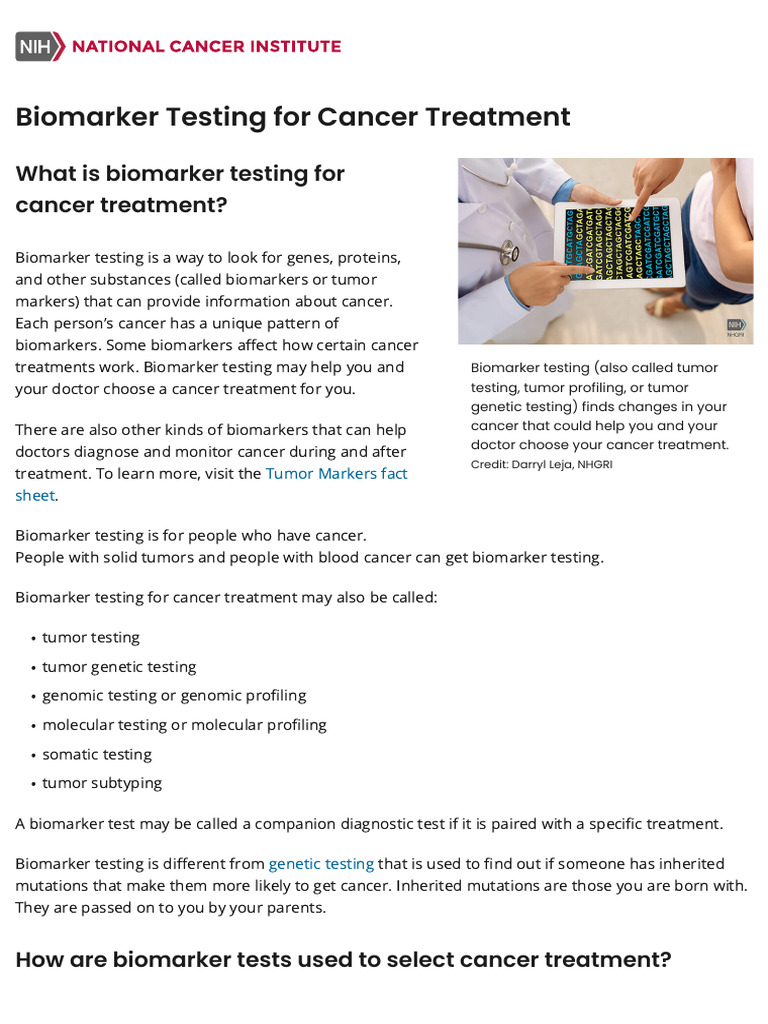 Biomarker Testing in Cancer Treatment | PDF | Cancer | Personalized ...