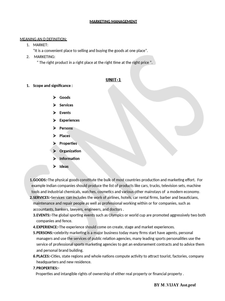 2nd Sem Marketing Management Overview | PDF | Marketing | Market ...